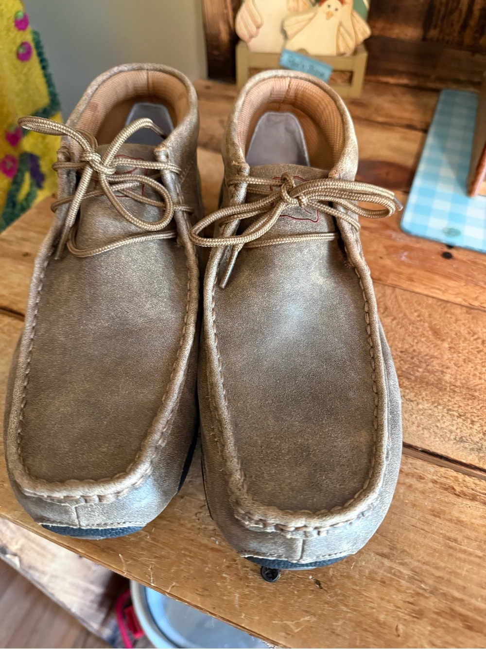 Men's Casual Moc Toe Lace-Up Shoes - Gold Taupe twisted x